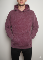 Vintage Acid Wash Hoodie – Maroon Mist