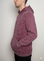 Vintage Acid Wash Hoodie – Maroon Mist