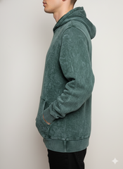Vintage Acid Wash Hoodie - Evergreen