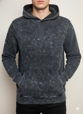 Vintage Acid Wash Hoodie – Charcoal Black