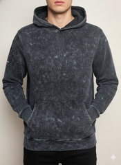 Vintage Acid Wash Hoodie – Charcoal Black