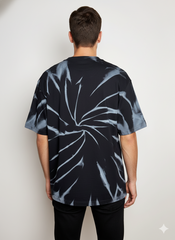 Spiral Tie-Dye Oversized T-Shirt – Black & Grey