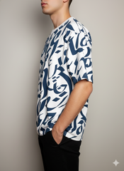 Artform Oversized Graphic T-Shirt – White & Navy