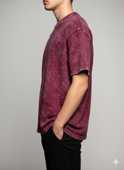 Vintage Wash Oversized T-Shirt – Maroon