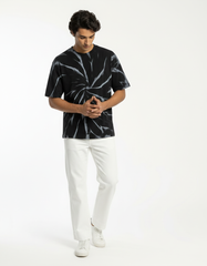 Spiral Tie-Dye Oversized T-Shirt – Black & Grey [240 GSM]