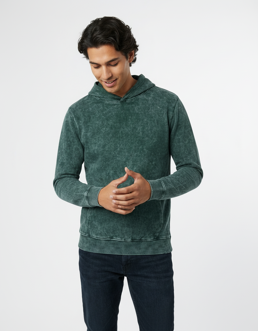 Vintage Acid Wash Hoodie - Evergreen [300 GSM]