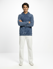 Vintage Acid Wash Hoodie – Blue Haze [300 GSM]