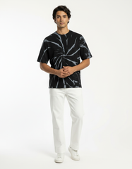 Spiral Tie-Dye Oversized T-Shirt – Black & Grey [240 GSM]