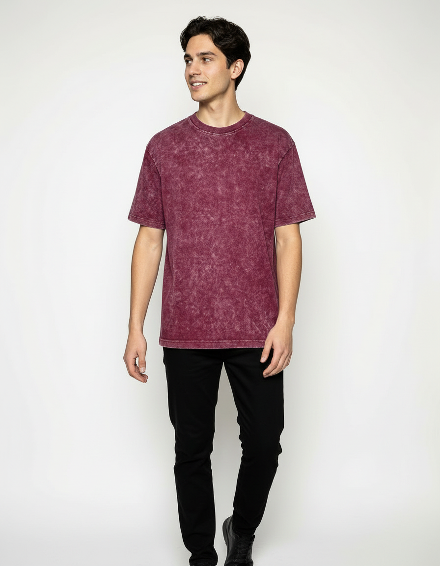 Vintage Wash Oversized T-Shirt – Maroon [240 GSM]
