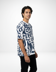 Artform Oversized Graphic T-Shirt – White & Navy [240 GSM]