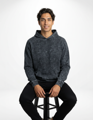 Vintage Acid Wash Hoodie – Charcoal Black [300 GSM]