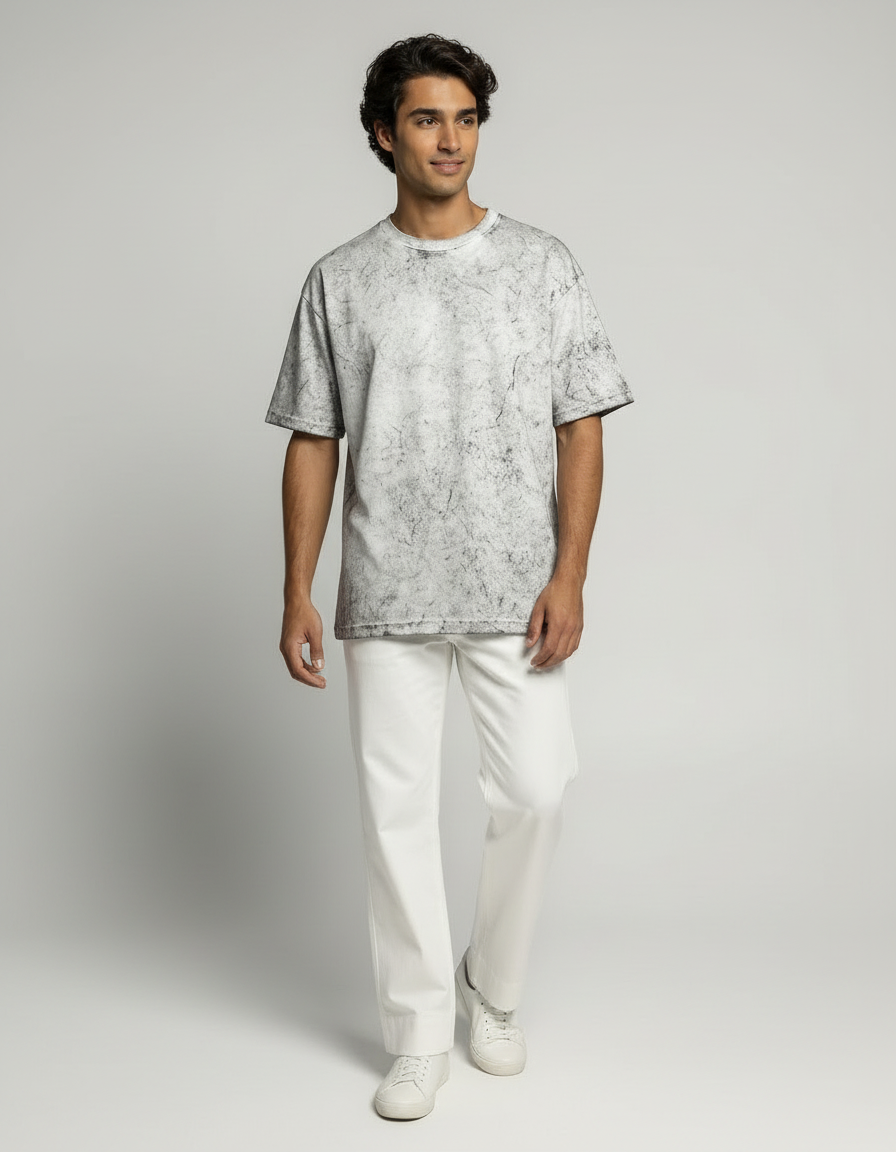 Vintage Wash Oversized T-Shirt – Stone White [240 GSM]