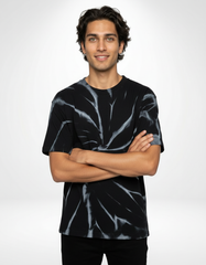 Spiral Tie-Dye Oversized T-Shirt – Black & Grey [240 GSM]