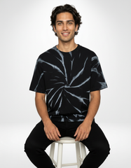 Spiral Tie-Dye Oversized T-Shirt – Black & Grey [240 GSM]