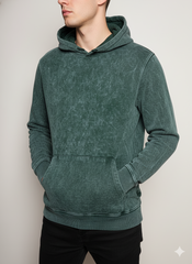 Vintage Acid Wash Hoodie - Evergreen