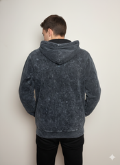 Vintage Acid Wash Hoodie – Charcoal Black