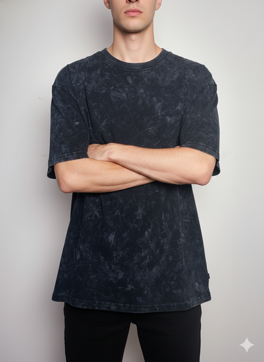 Vintage Wash Oversized T-Shirt – Charcoal Black