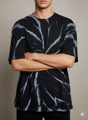 Spiral Tie-Dye Oversized T-Shirt – Black & Grey