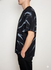 Spiral Tie-Dye Oversized T-Shirt – Black & Grey