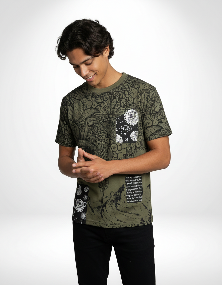 Mystic Vision Graphic T-Shirt – Olive Green [240 GSM]