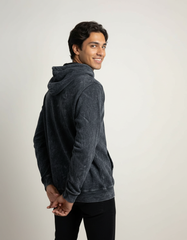 Vintage Acid Wash Hoodie – Charcoal Black [300 GSM]