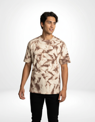 Crinkle-Dye Oversized T-Shirt– Beige & Brown [240 GSM]