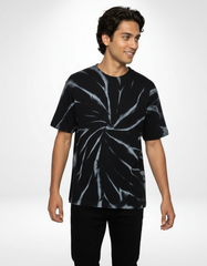 Spiral Tie-Dye Oversized T-Shirt – Black & Grey [240 GSM]