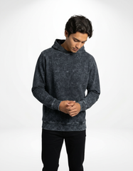 Vintage Acid Wash Hoodie – Charcoal Black [300 GSM]