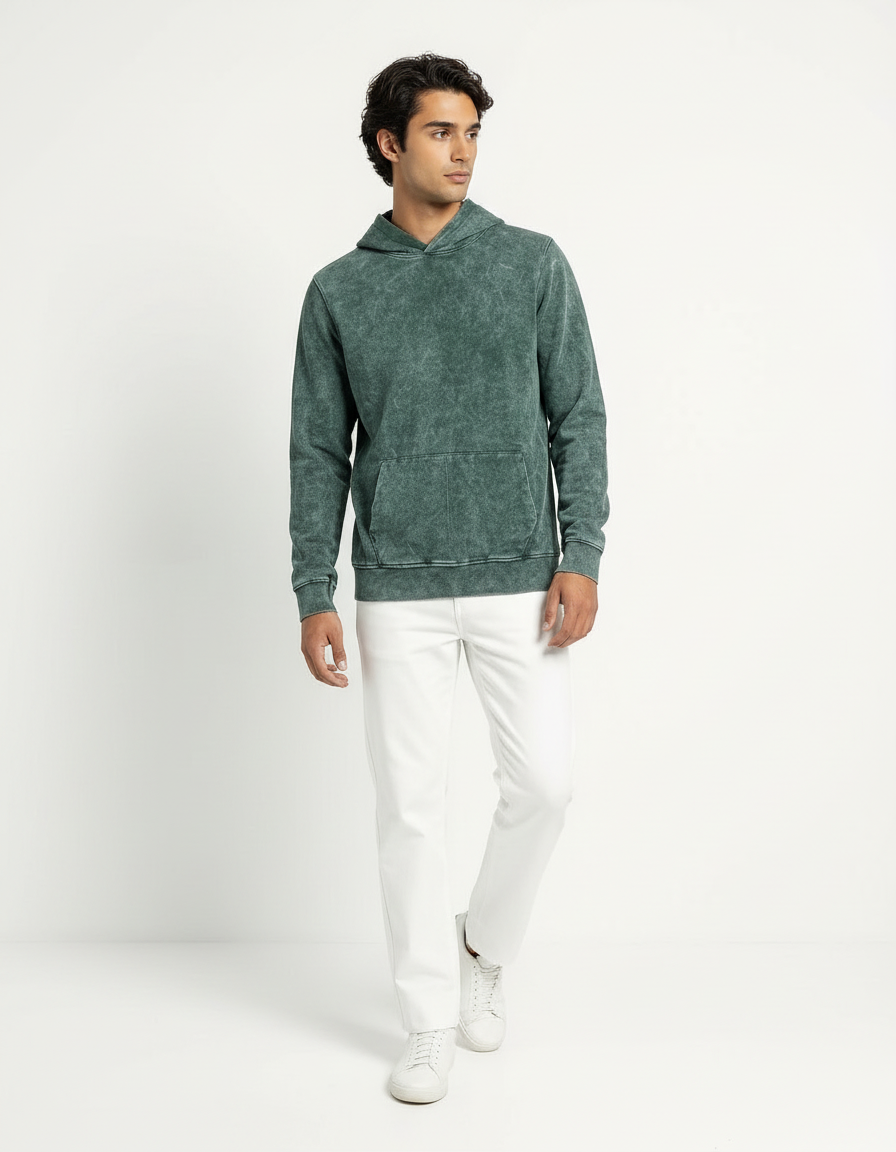 Vintage Acid Wash Hoodie - Evergreen [300 GSM]