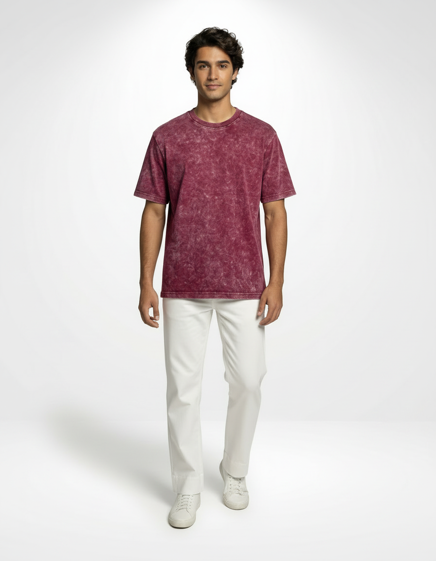 Vintage Wash Oversized T-Shirt – Maroon [240 GSM]