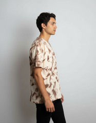 Crinkle-Dye Oversized T-Shirt– Beige & Brown [240 GSM]