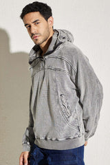 Vintage Gray Acid-Wash Hoodie