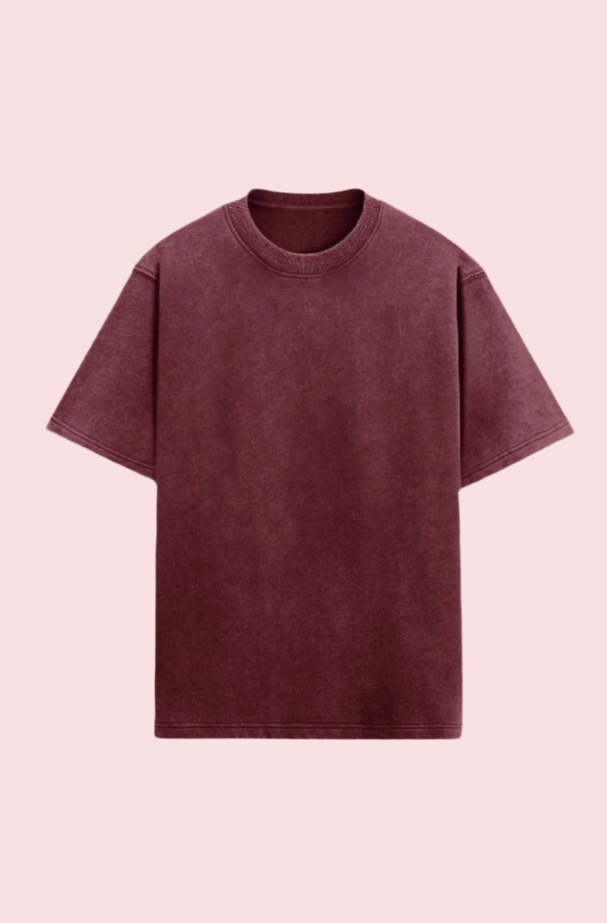 Vintage Acid Wash Oversized Tee – Burnt Maroon