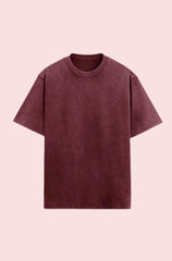Vintage Acid Wash Oversized Tee – Burnt Maroon